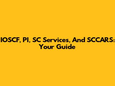 IOSCF, PI, SC Services, And SCCARS: Your Guide