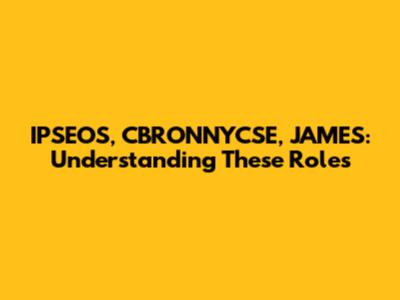 IPSEOS, CBRONNYCSE, JAMES: Understanding These Roles