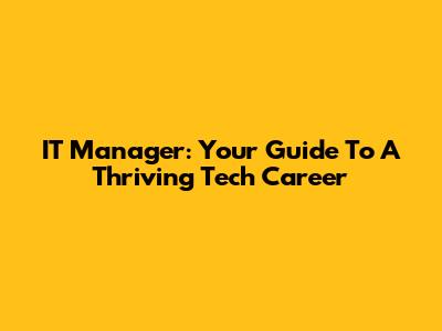 IT Manager: Your Guide To A Thriving Tech Career