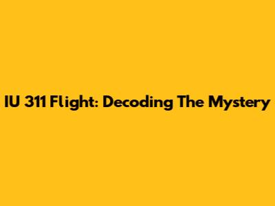 IU 311 Flight: Decoding The Mystery
