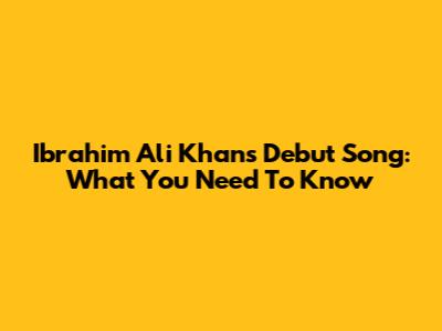 Ibrahim Ali Khan's Debut Song: What You Need To Know