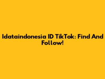 Idataindonesia ID TikTok: Find And Follow!