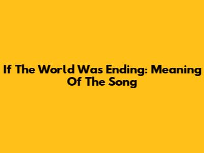 If The World Was Ending: Meaning Of The Song