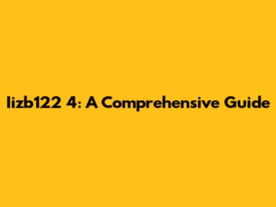 Iizb122 4: A Comprehensive Guide
