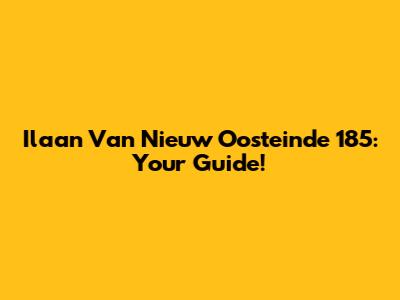 Ilaan Van Nieuw Oosteinde 185: Your Guide!