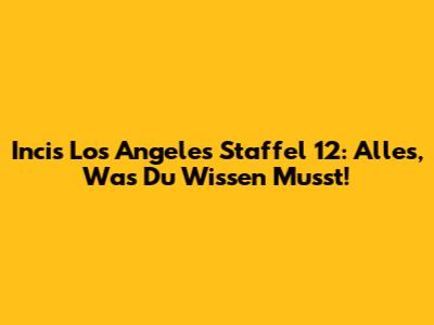 Incis Los Angeles Staffel 12: Alles, Was Du Wissen Musst!