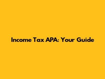 Income Tax APA: Your Guide