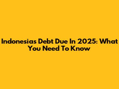 Indonesia's Debt Due In 2025: What You Need To Know