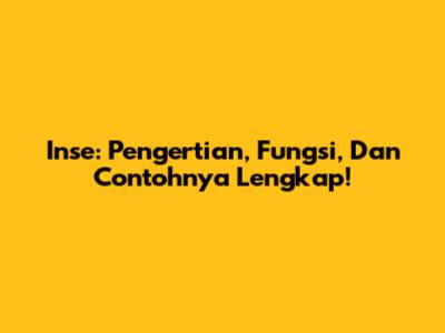 Inse: Pengertian, Fungsi, Dan Contohnya Lengkap!