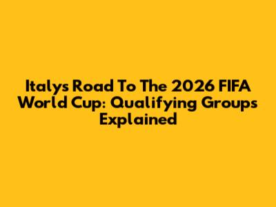 Italy's Road To The 2026 FIFA World Cup: Qualifying Groups Explained