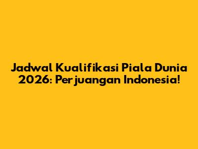 Jadwal Kualifikasi Piala Dunia 2026: Perjuangan Indonesia!