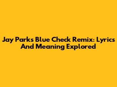 Jay Park's Blue Check Remix: Lyrics And Meaning Explored