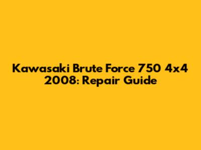 Kawasaki Brute Force 750 4x4 2008: Repair Guide