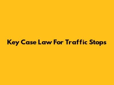 Key Case Law For Traffic Stops