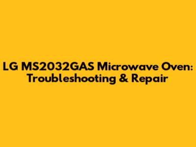 LG MS2032GAS Microwave Oven: Troubleshooting & Repair