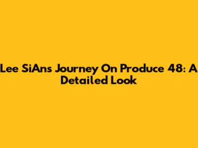 Lee SiAn's Journey On Produce 48: A Detailed Look