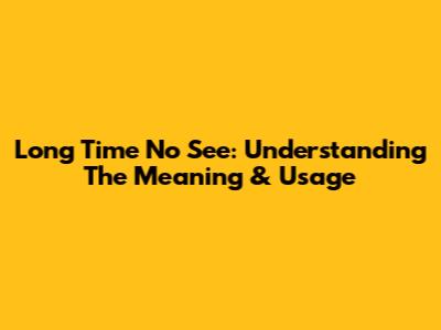 Long Time No See: Understanding The Meaning & Usage