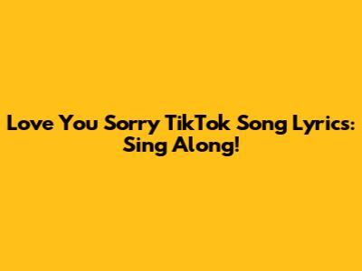 Love You Sorry TikTok Song Lyrics: Sing Along!