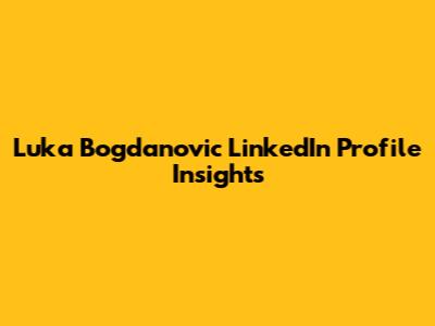 Luka Bogdanovic LinkedIn Profile Insights