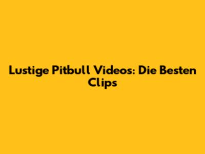 Lustige Pitbull Videos: Die Besten Clips