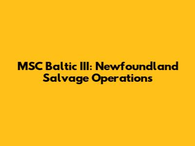 MSC Baltic III: Newfoundland Salvage Operations