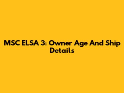 MSC ELSA 3: Owner Age And Ship Details
