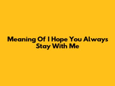 Meaning Of "I Hope You Always Stay With Me"