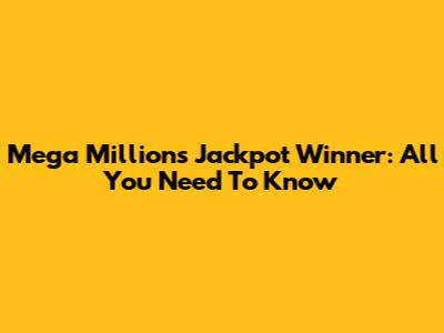 Mega Millions Jackpot Winner: All You Need To Know