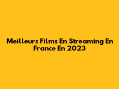 Meilleurs Films En Streaming En France En 2023