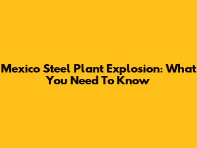 Mexico Steel Plant Explosion: What You Need To Know