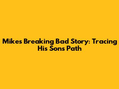 Mike's Breaking Bad Story: Tracing His Son's Path