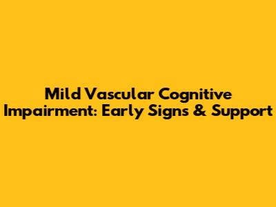 Mild Vascular Cognitive Impairment: Early Signs & Support