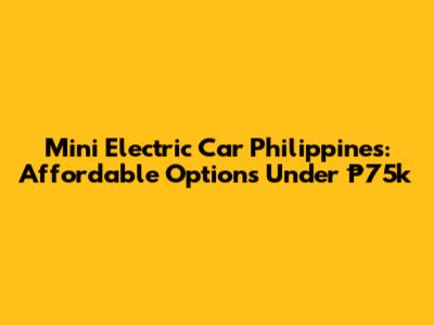 Mini Electric Car Philippines: Affordable Options Under ₱75k