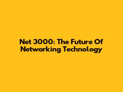 Net 3000: The Future Of Networking Technology