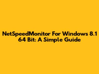 NetSpeedMonitor For Windows 8.1 64 Bit: A Simple Guide