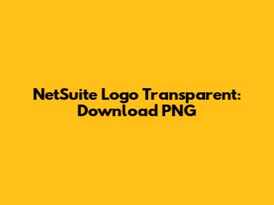 NetSuite Logo Transparent: Download PNG