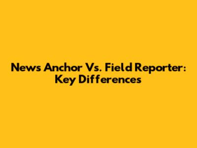 News Anchor Vs. Field Reporter: Key Differences