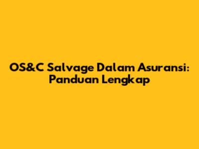 OS&C Salvage Dalam Asuransi: Panduan Lengkap
