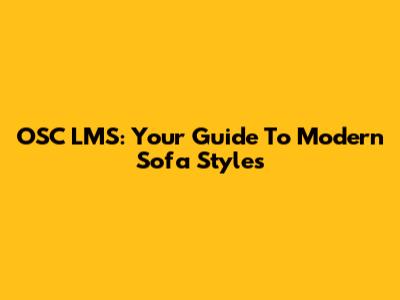 OSC LMS: Your Guide To Modern Sofa Styles
