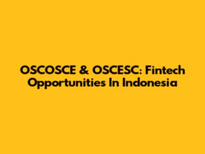 OSCOSCE & OSCESC: Fintech Opportunities In Indonesia