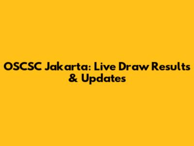 OSCSC Jakarta: Live Draw Results & Updates