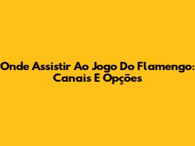 Onde Assistir Ao Jogo Do Flamengo: Canais E Opções