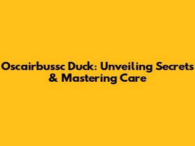 Oscairbussc Duck: Unveiling Secrets & Mastering Care