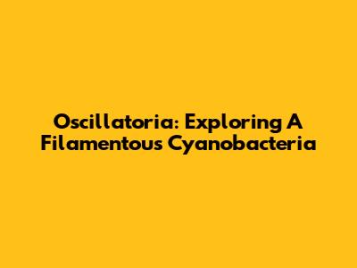 Oscillatoria: Exploring A Filamentous Cyanobacteria