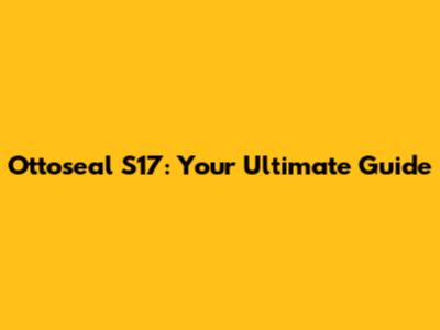 Ottoseal S17: Your Ultimate Guide