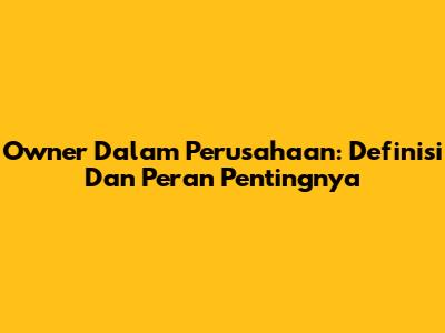 Owner Dalam Perusahaan: Definisi Dan Peran Pentingnya