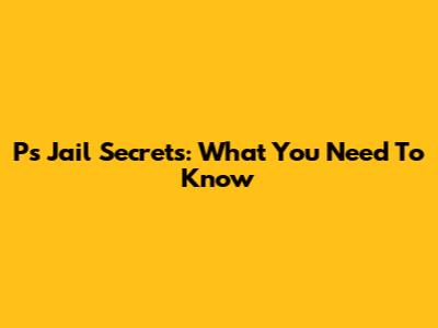 P's Jail Secrets: What You Need To Know