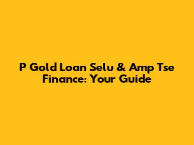 P Gold Loan Selu & Amp Tse Finance: Your Guide