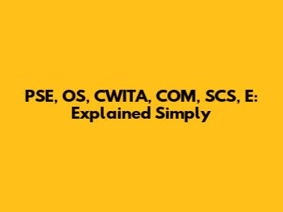 PSE, OS, CWITA, COM, SCS, E: Explained Simply