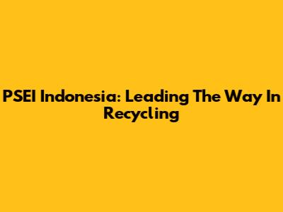 PSEI Indonesia: Leading The Way In Recycling